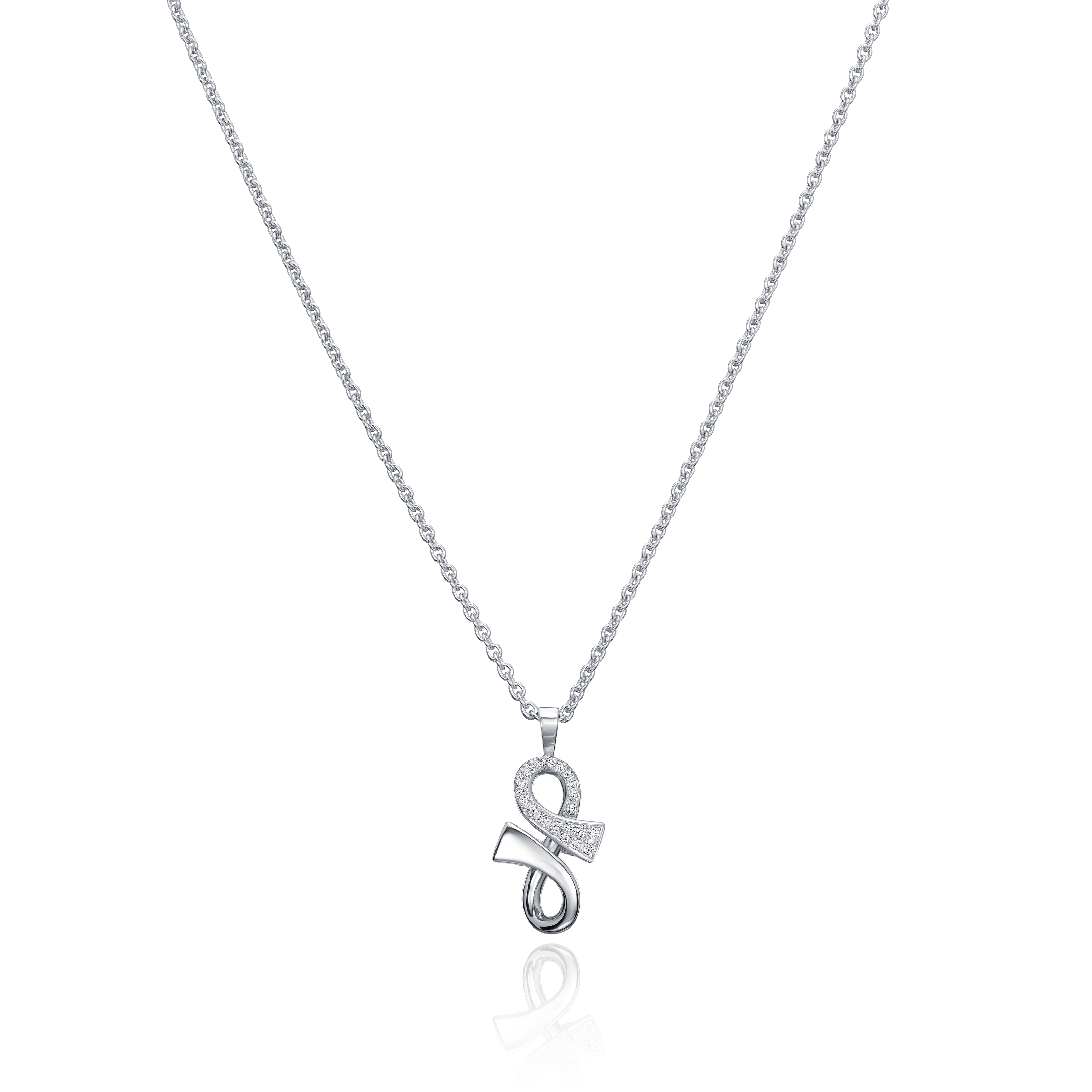 Half Diamond Set 18ct White Gold Infinity Pendant – G Collins & Sons