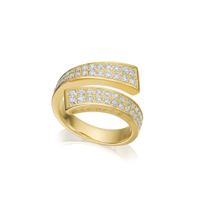 Two Row Pavé Set Diamond Gold Infinity Ring