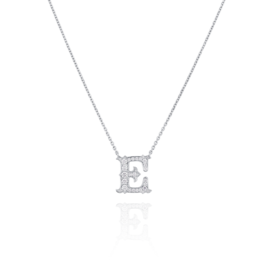 Platinum Diamond Set Initial Pendant