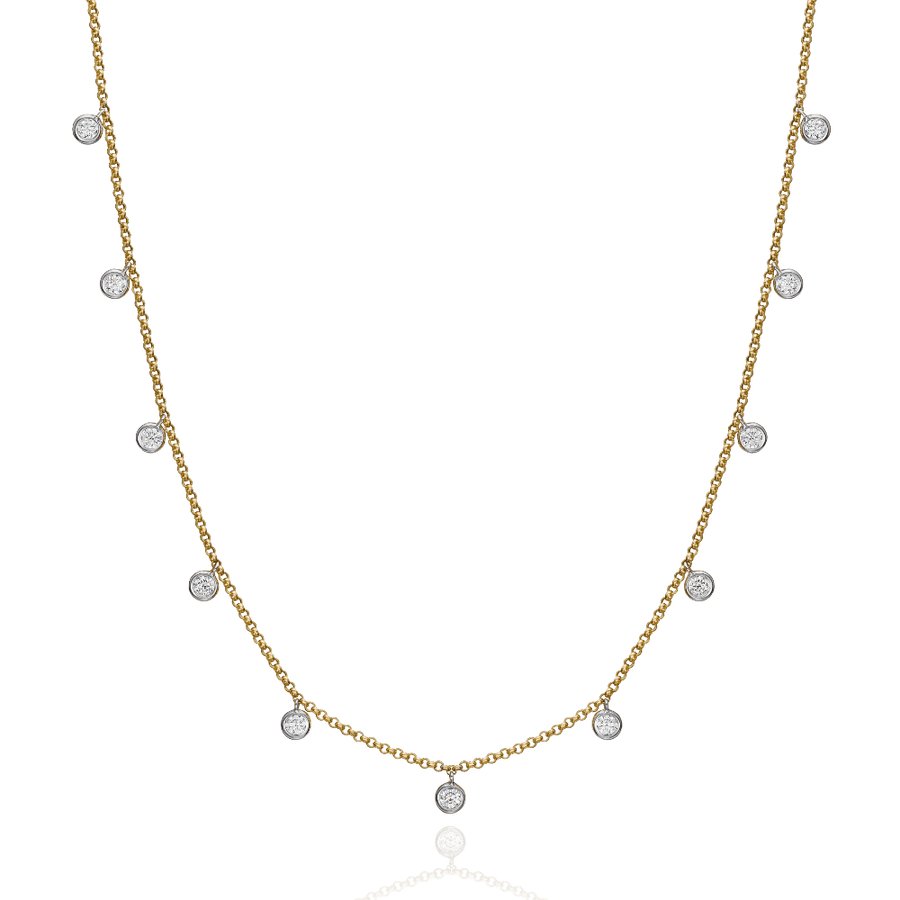 18ct Yellow Gold Spectacle-Set Diamond Drop Chain