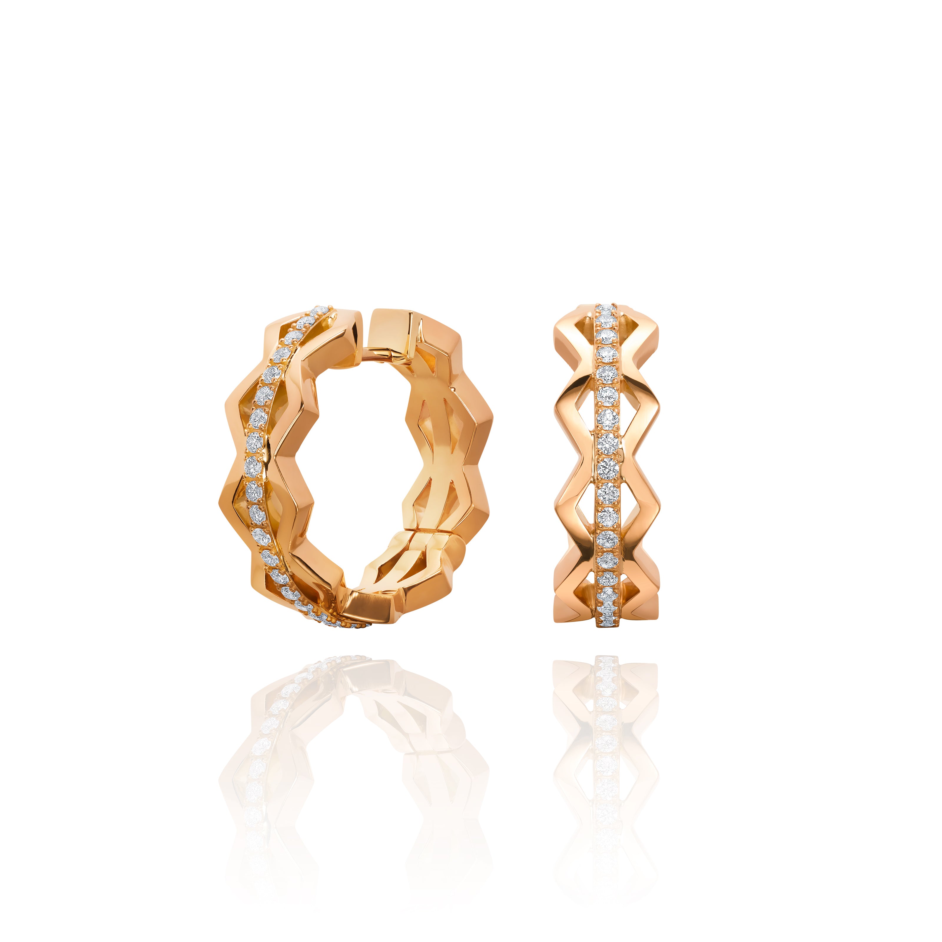 Nectar Collection 18ct Rose Gold Diamond Set Hoop Earrings
