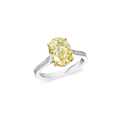 Natural Fancy Yellow Oval Diamond Engagement Ring
