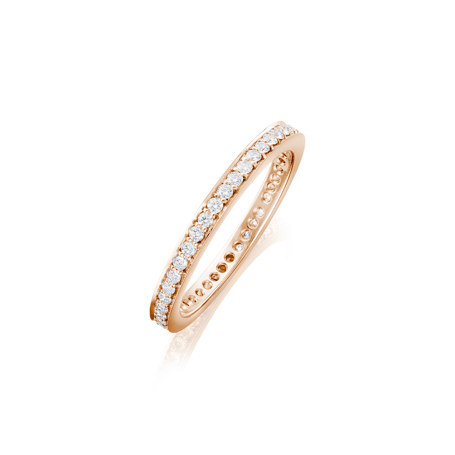Skyline 2mm Diamond Wedding Ring in 18ct Rose Gold