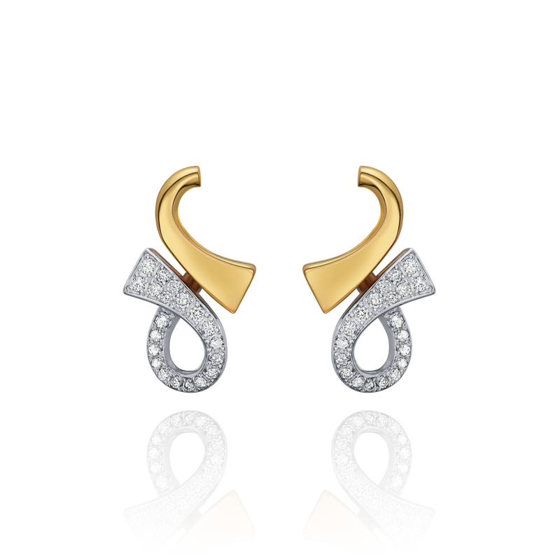 18ct Yellow Gold and Diamond Set Infinity Earrings