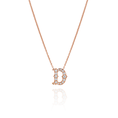 18ct Rose Gold Diamond Set Initial Pendant