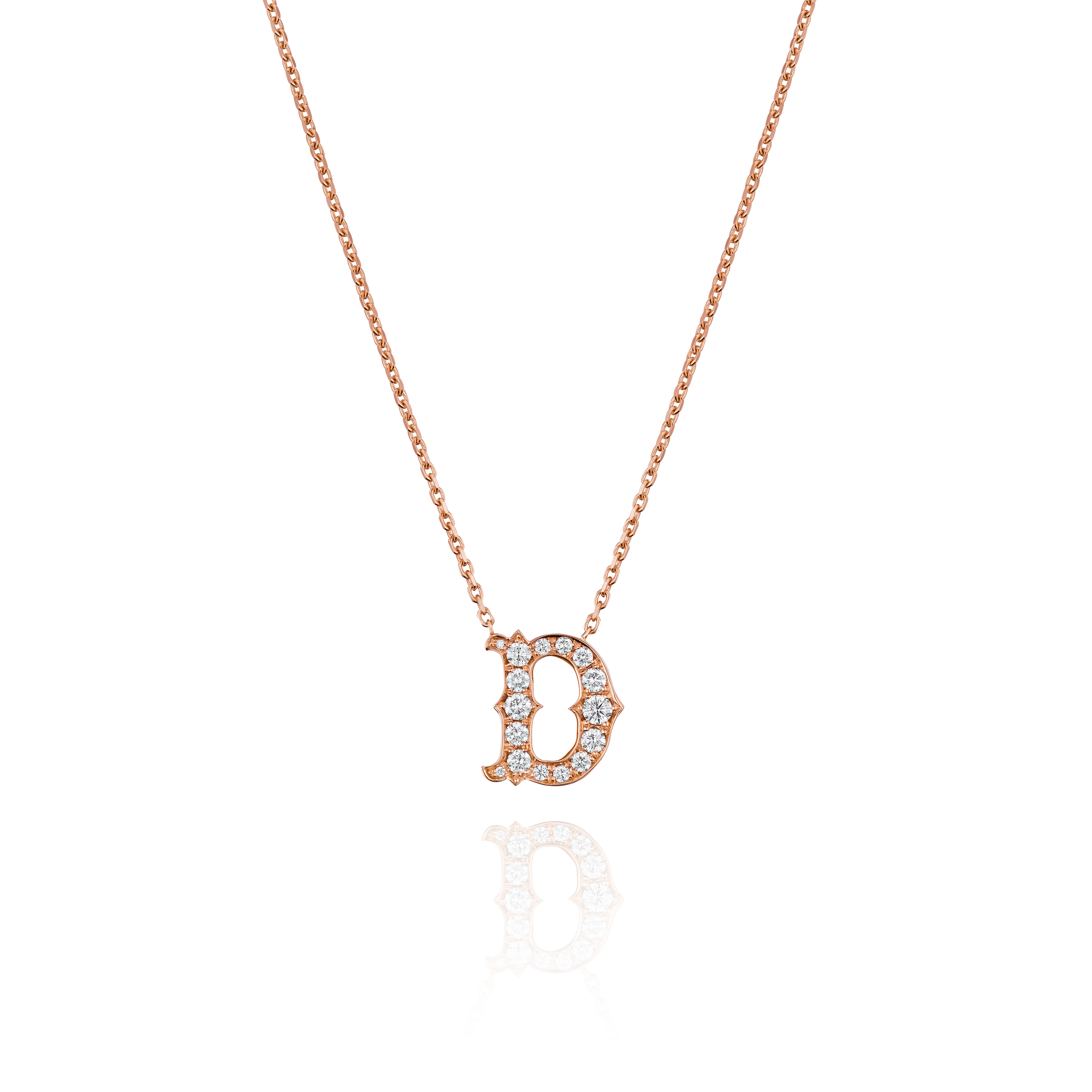 18ct Rose Gold Diamond Set Initial Pendant