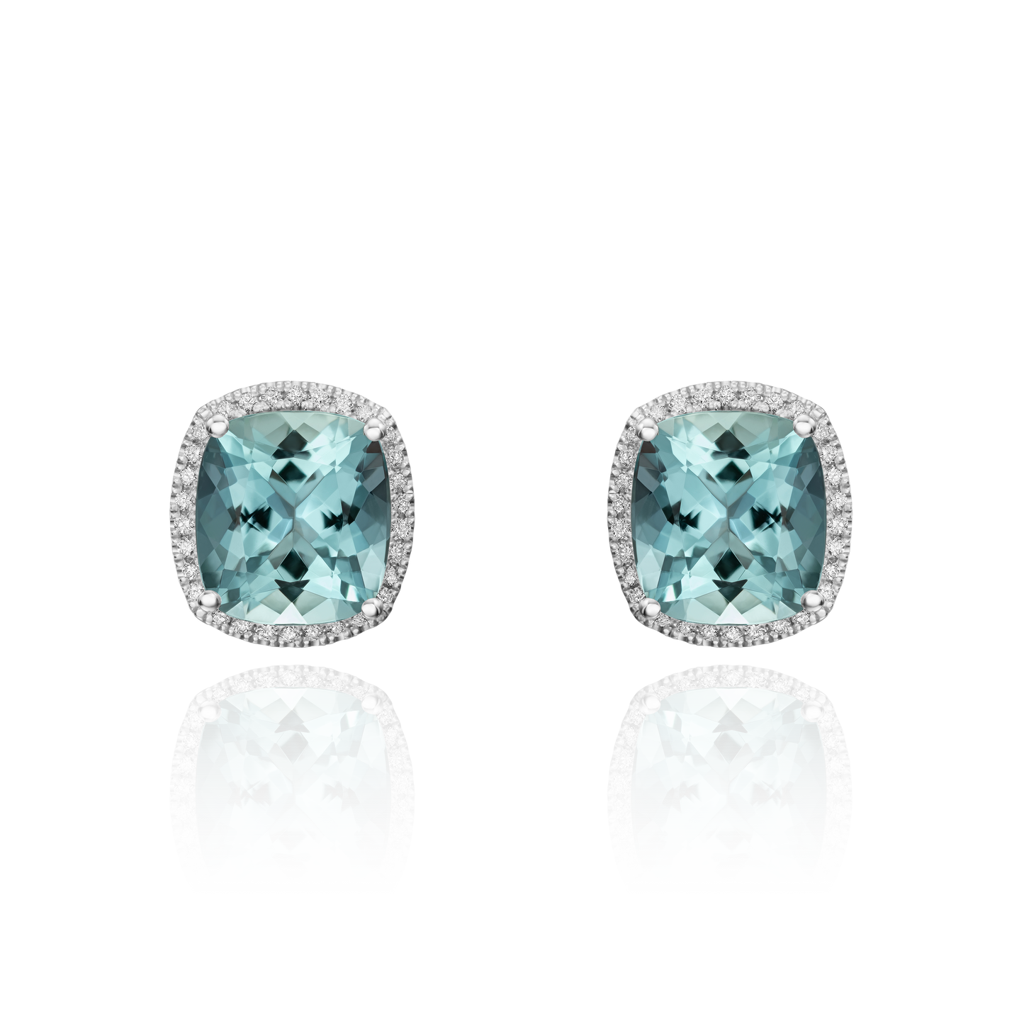 8.01cts Cushion-Cut Aquamarine and Diamond Earrings
