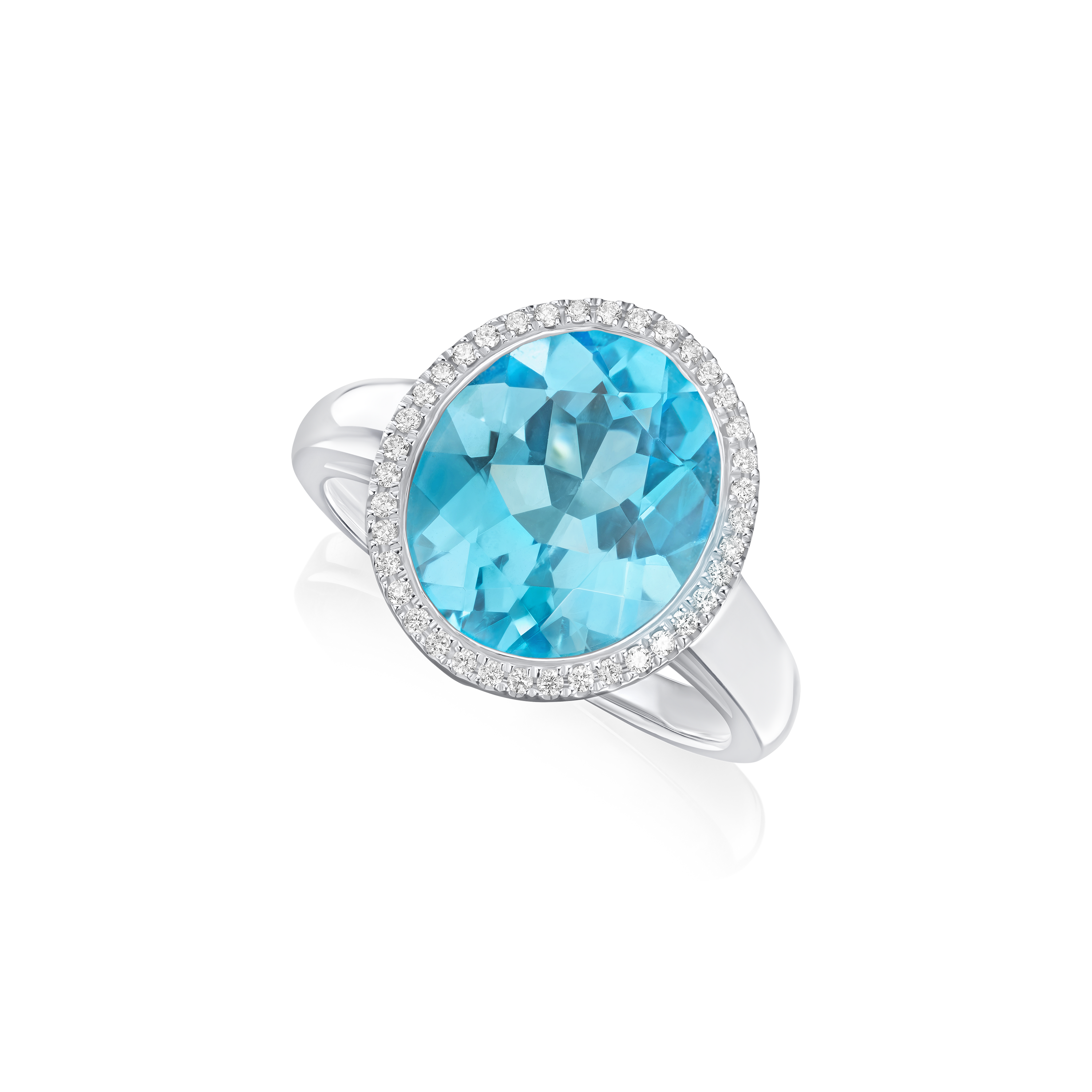 4.89cts Blue Topaz and Diamond Cluster Ring G Collins Sons