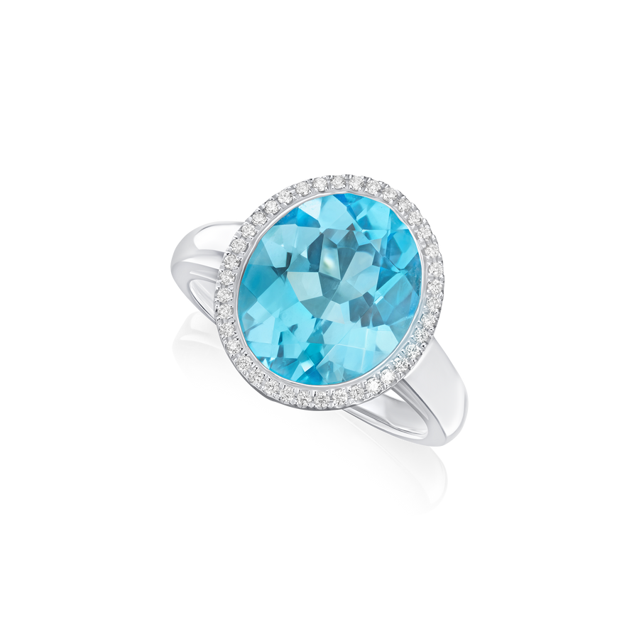 4.89cts Blue Topaz and Diamond Cluster Ring