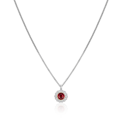 Ruby and Diamond Cluster Pendant