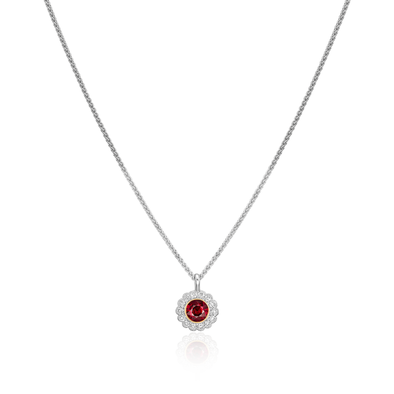 Ruby and Diamond Cluster Pendant