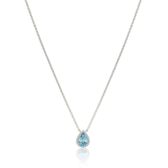 1.07cts Pear Shape Aquamarine and Diamond Pendant