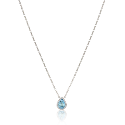 1.07cts Pear Shape Aquamarine and Diamond Pendant