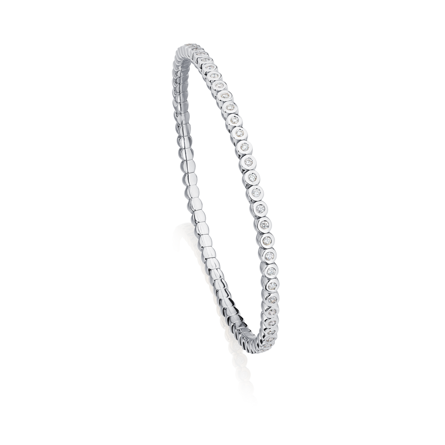 1ct Round Brilliant-Cut Diamond Flexi White Gold Bangle