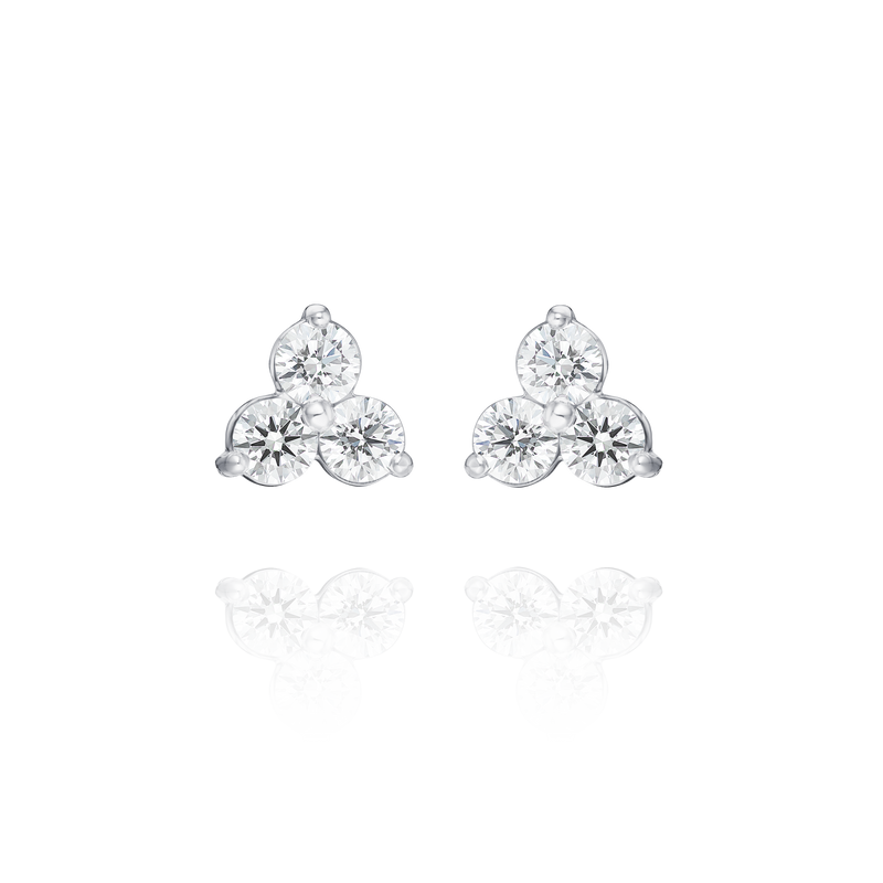 Trefoil 1.93cts Diamond Platinum Earrings