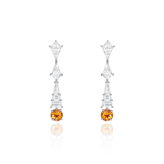 3.22cts Orange and White Mixed-Cut Diamond Drop Earrings