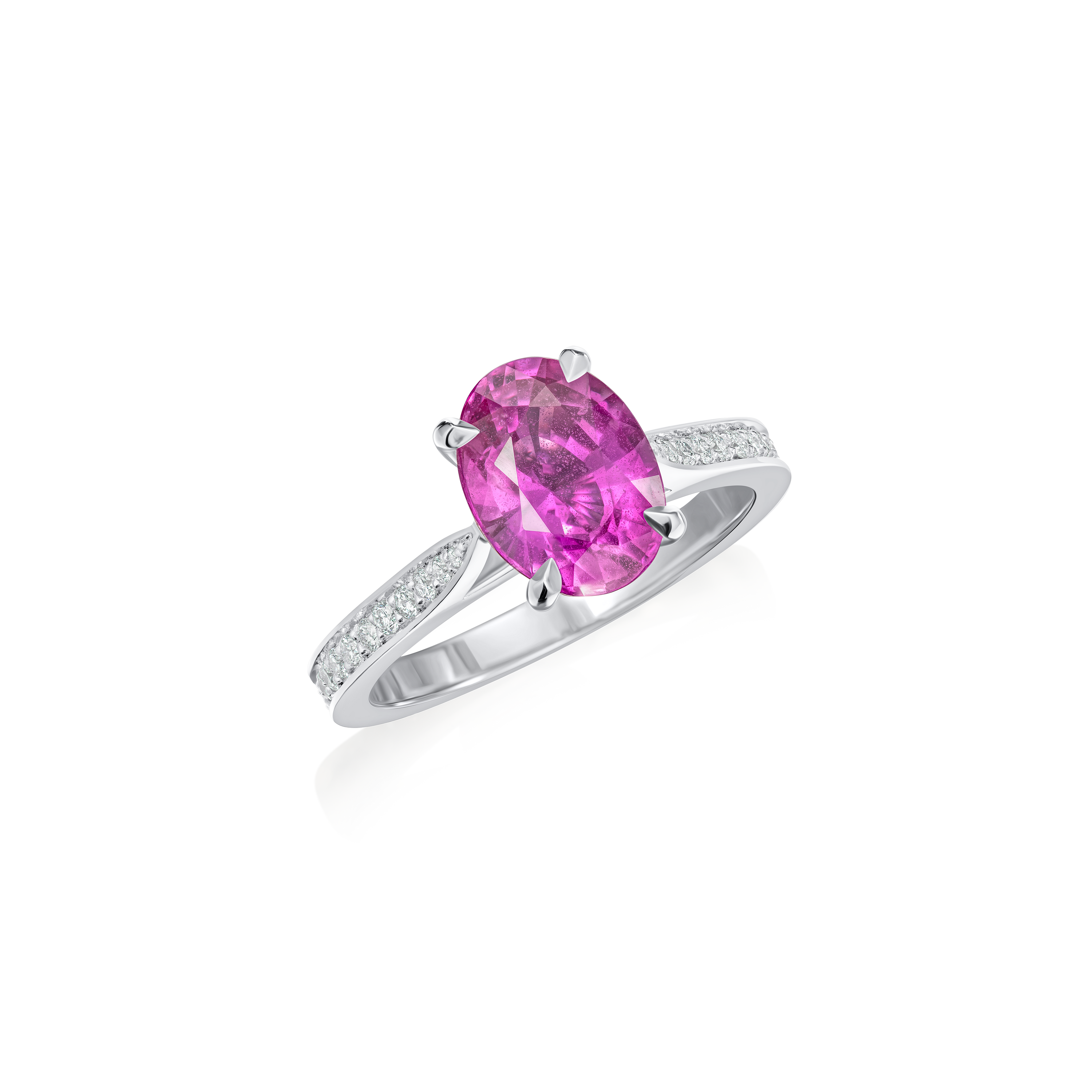 2.91cts Natural Pink Sapphire and Diamond Ring