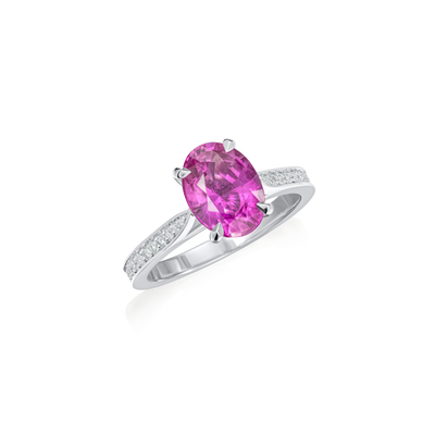 2.91cts Natural Pink Sapphire and Diamond Ring