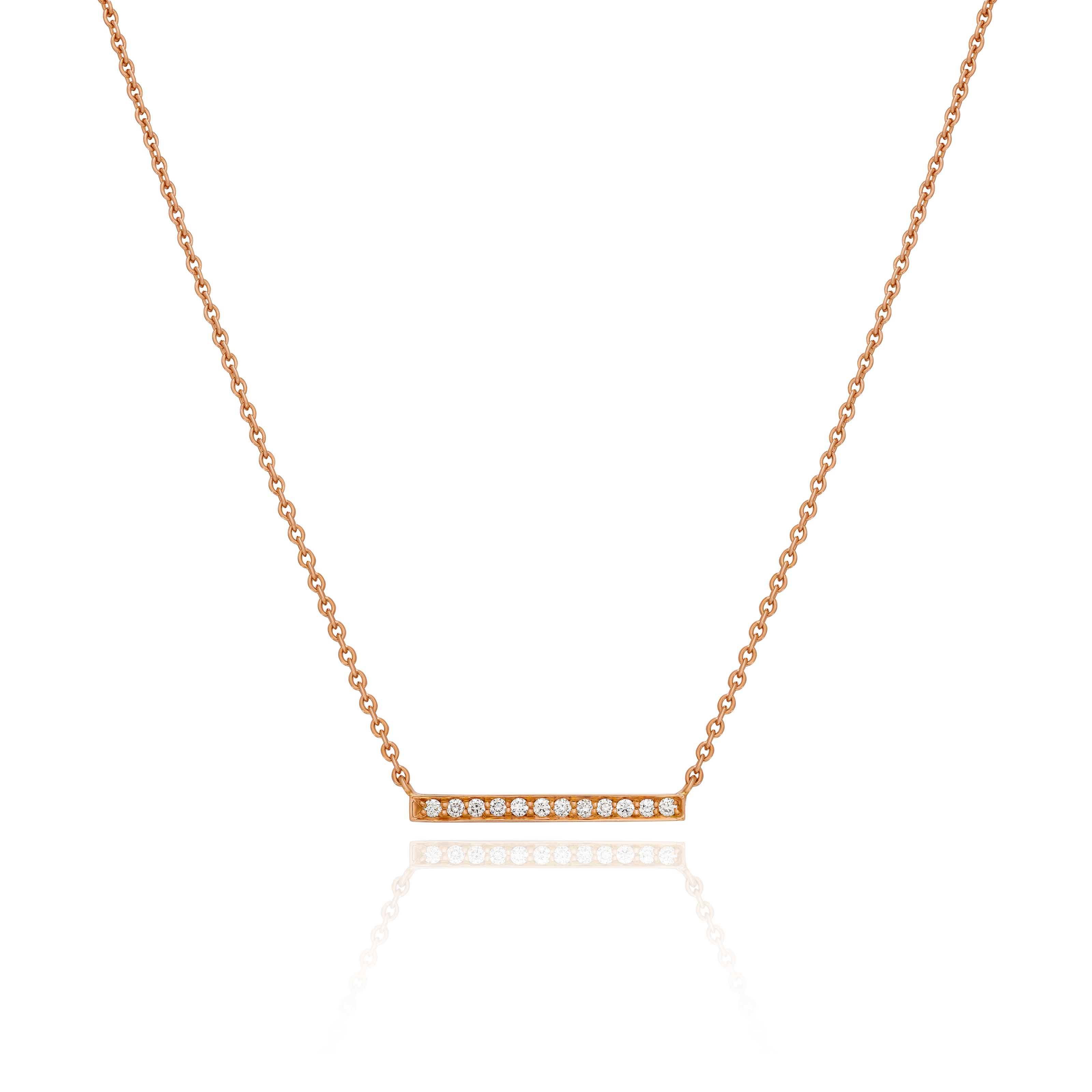 Skyline Diamond-Set Horizontal 18ct Rose Gold Pendant