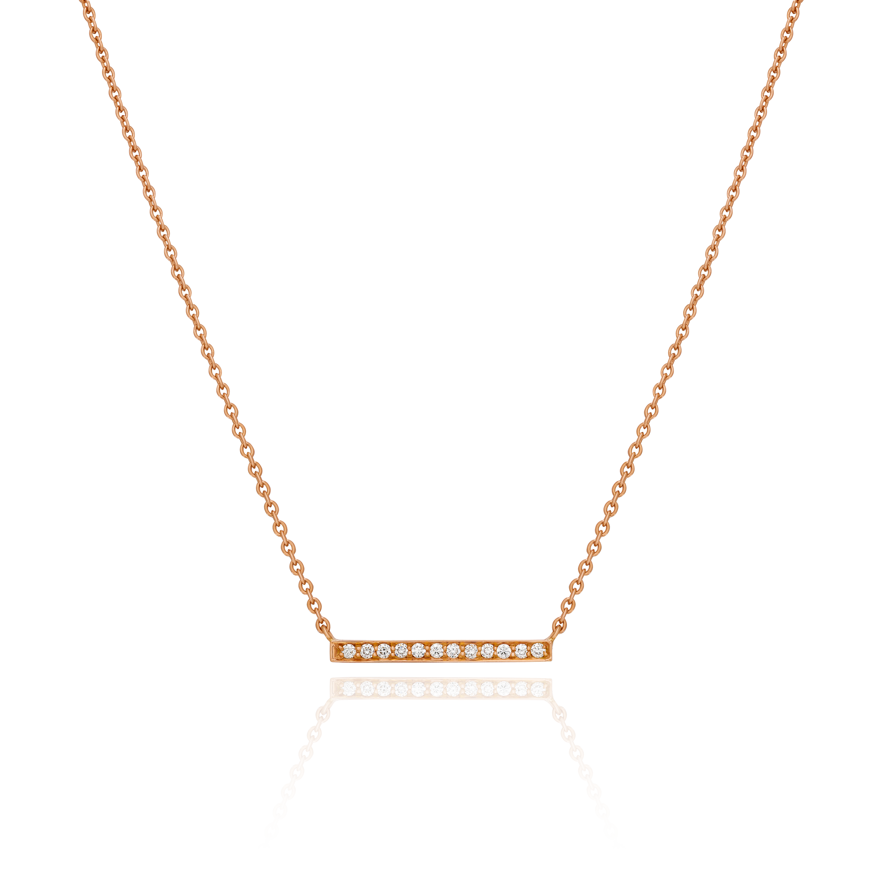 Skyline Diamond-Set Horizontal 18ct Rose Gold Pendant