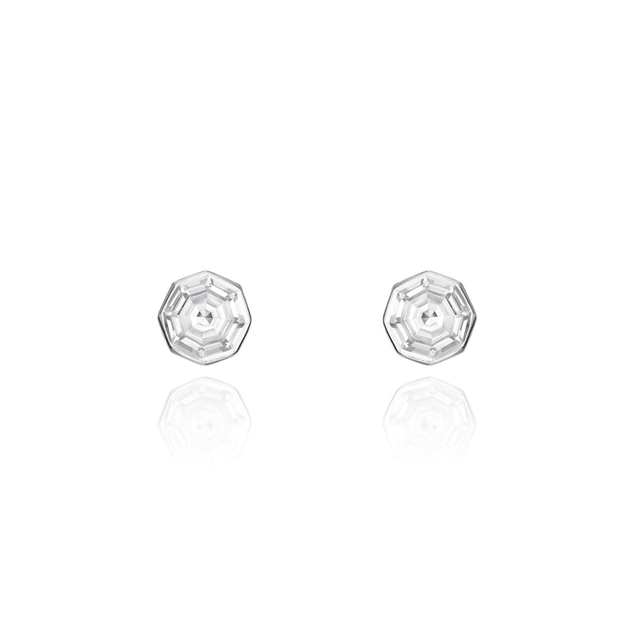 0.60cts Octagonal Cut Diamond Rubover Set Stud Earrings
