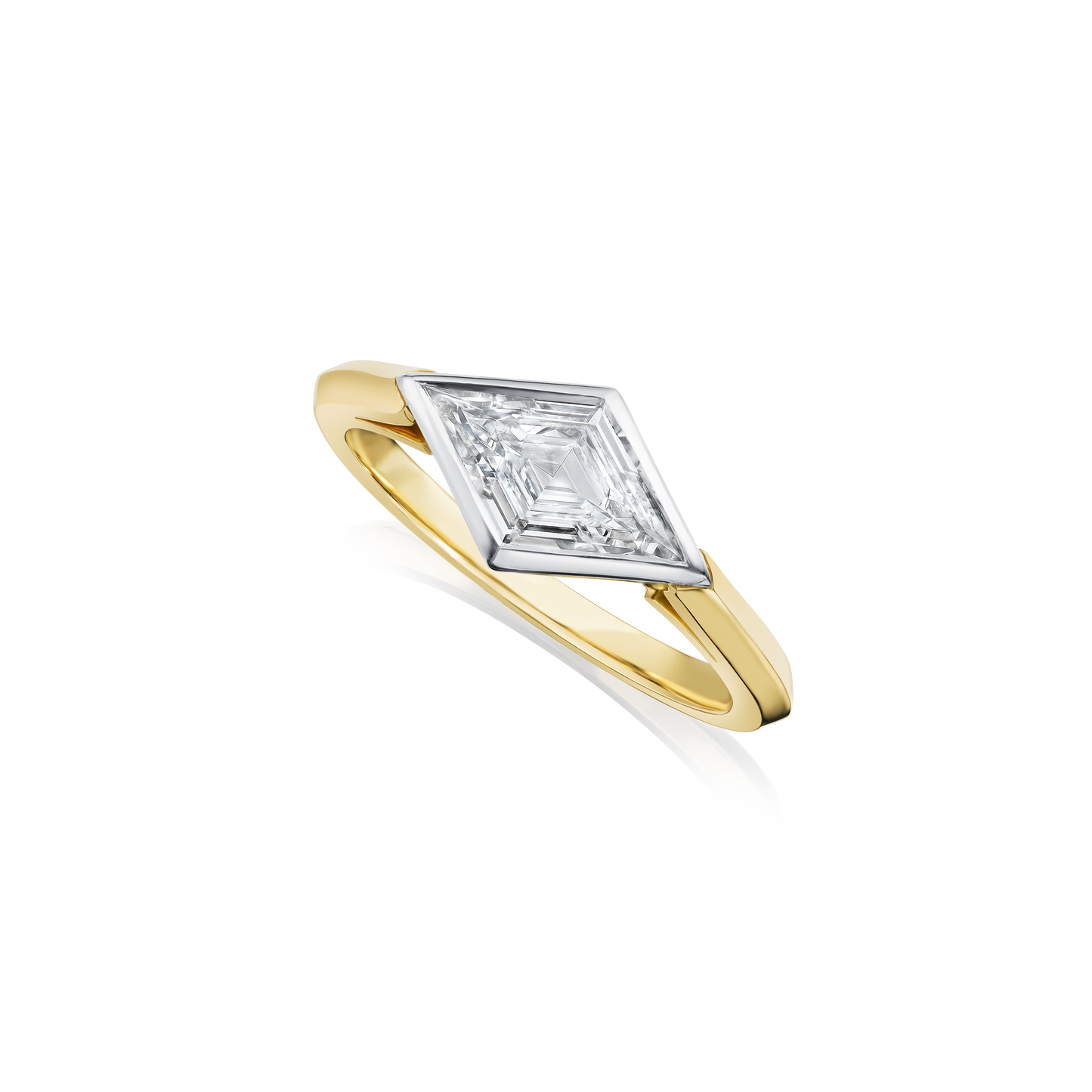 Lozenge Cut Diamond 18ct Yellow Gold Engagement Ring