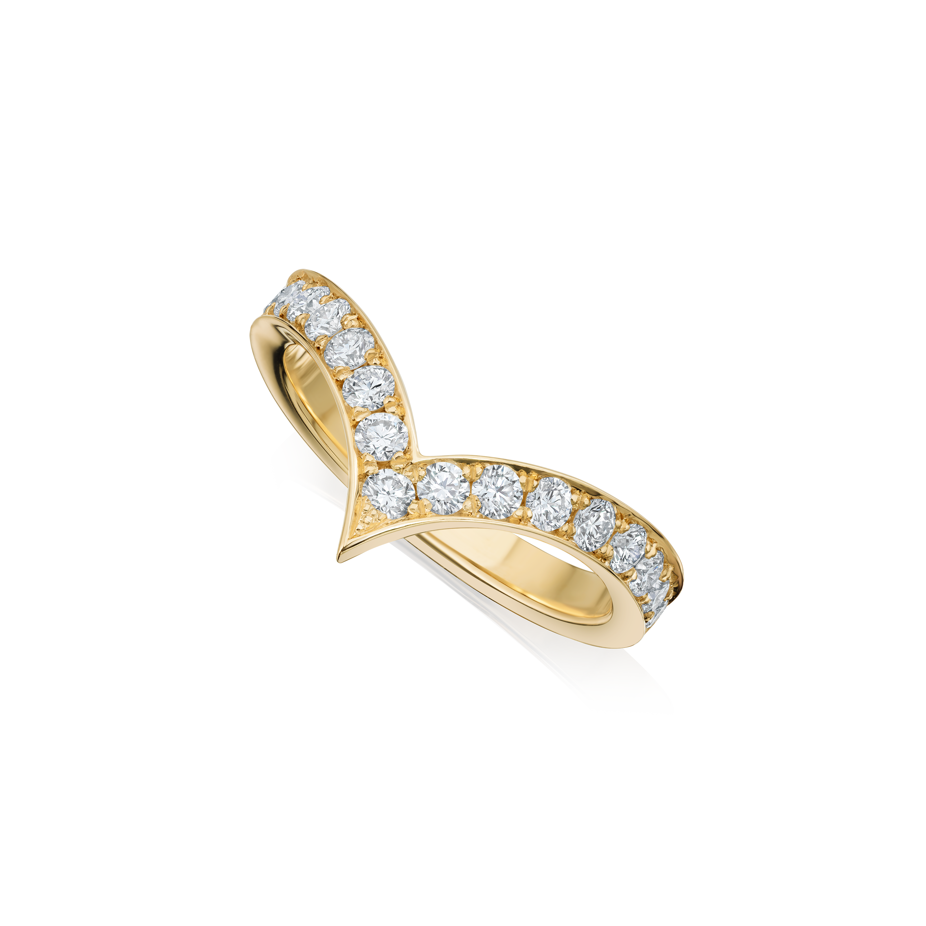 3mm 18ct Yellow Gold Wishbone Diamond Ring