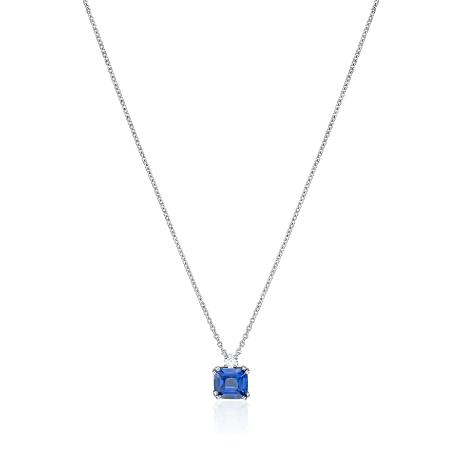 2.02cts Blue Sapphire and Diamond Pendant