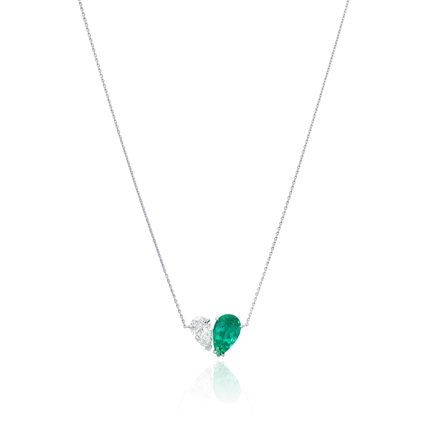 Toi Et Moi Emerald and Diamond Pendant