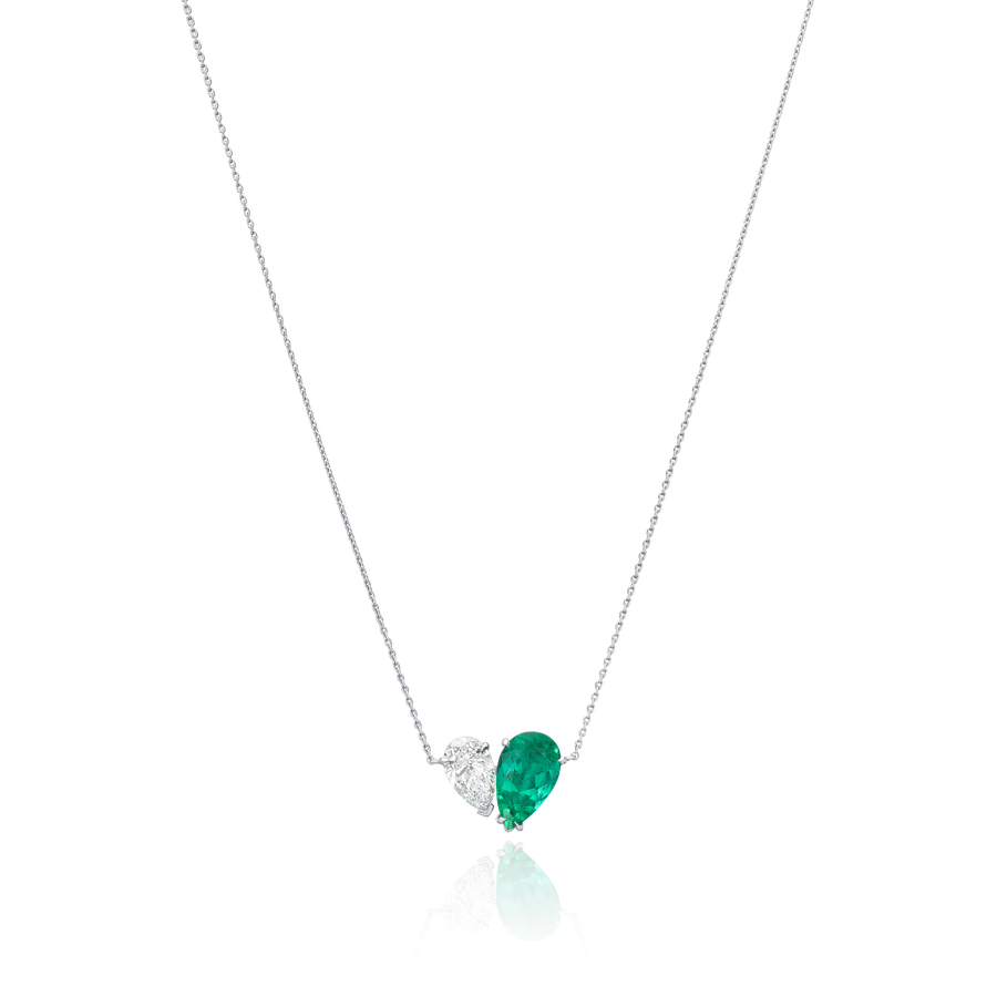 Toi Et Moi Emerald and Diamond Pendant