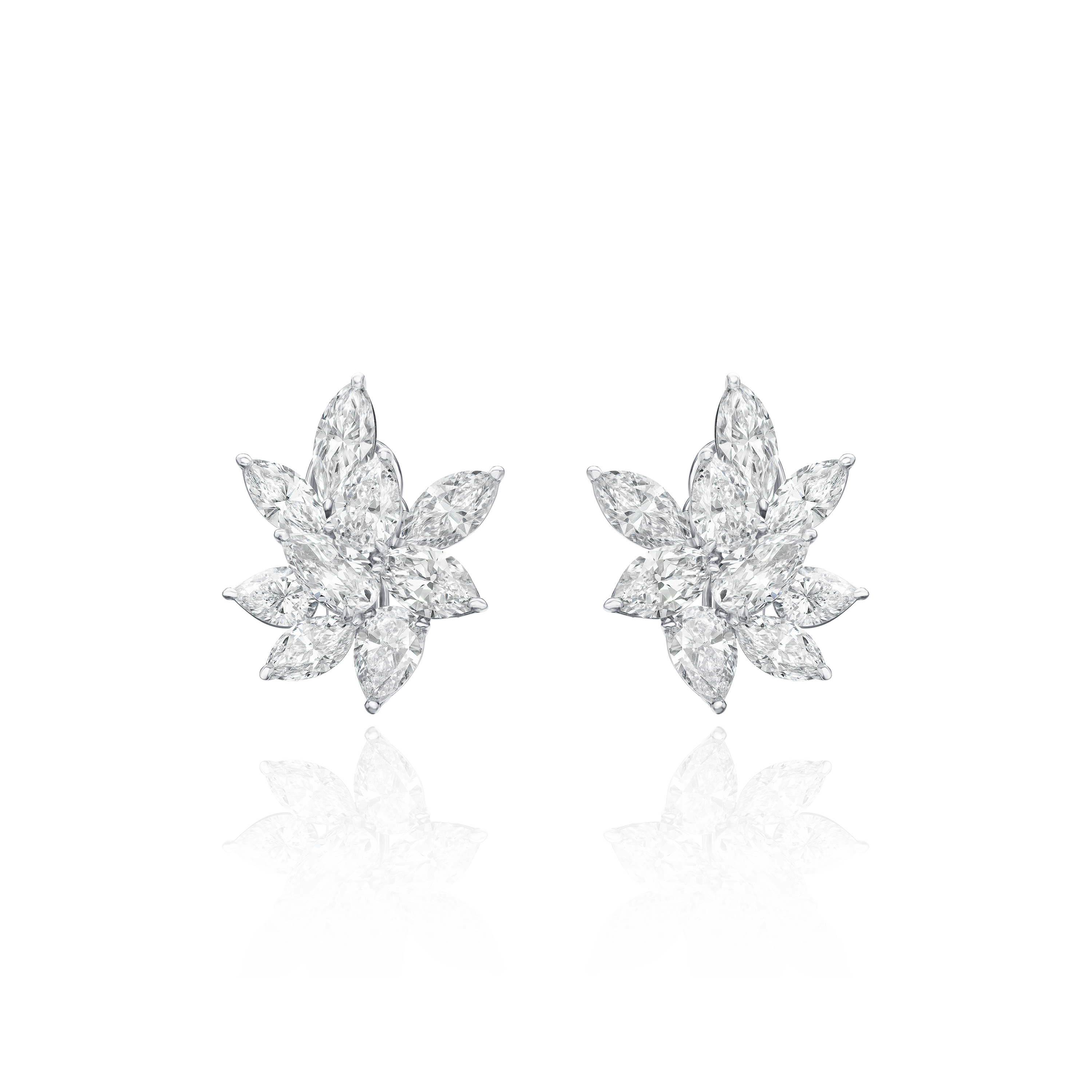 15.92cts Marquise and Pear Shape Diamond Cluster Earrings