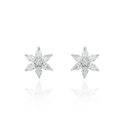3.12cts Pear Cut Diamond Flower Earrings