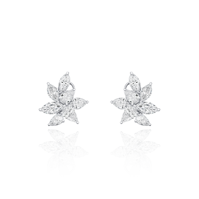 9.37cts Marquise and Pear Shape Diamond Cluster Earrings