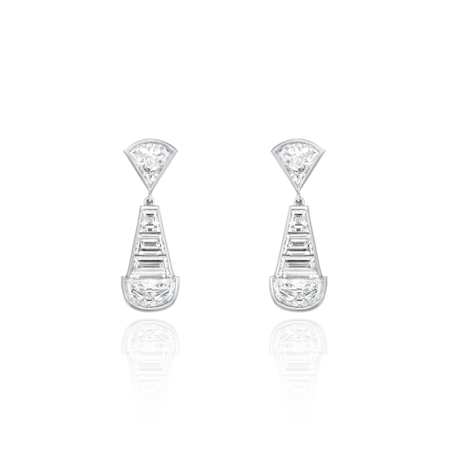 2.94cts Mixed Cut Diamond Platinum Drop Earrings