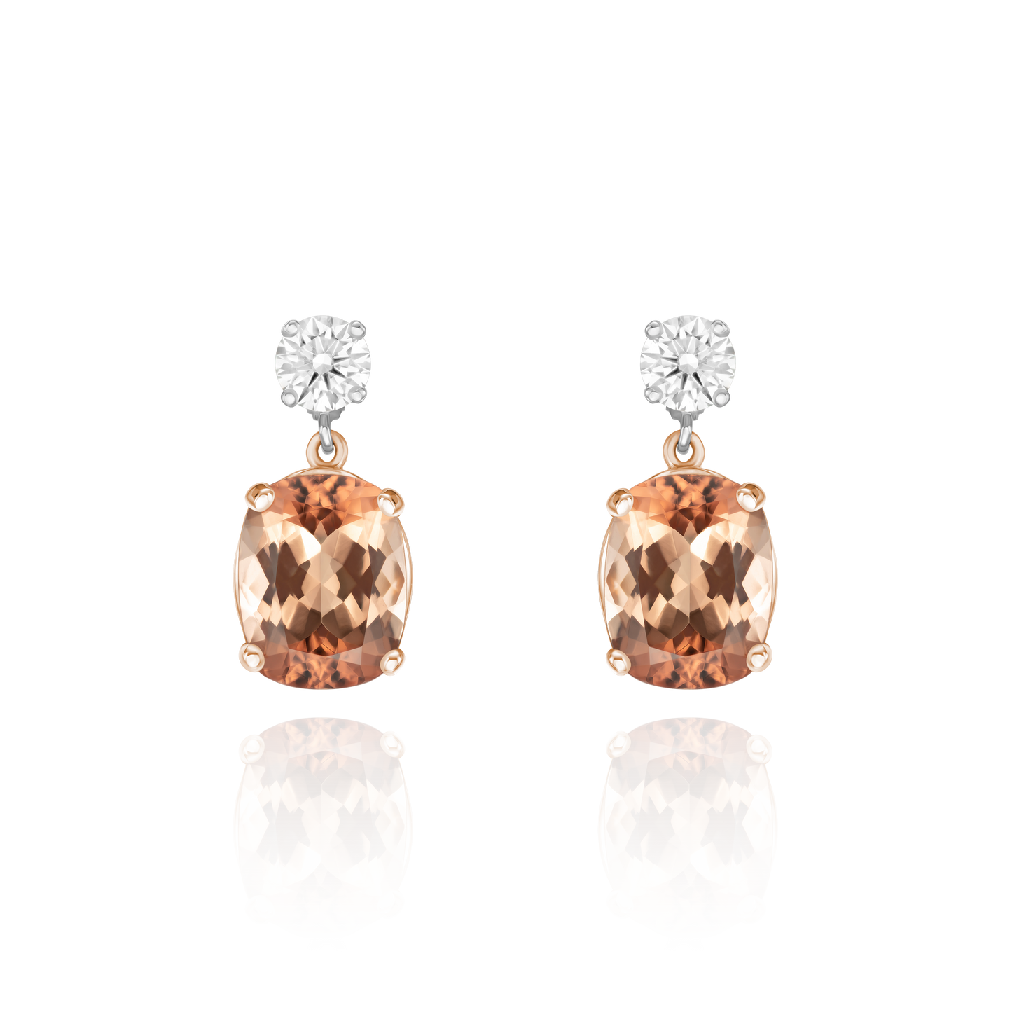3.97cts Amber Tourmaline and Diamond Drop Earrings