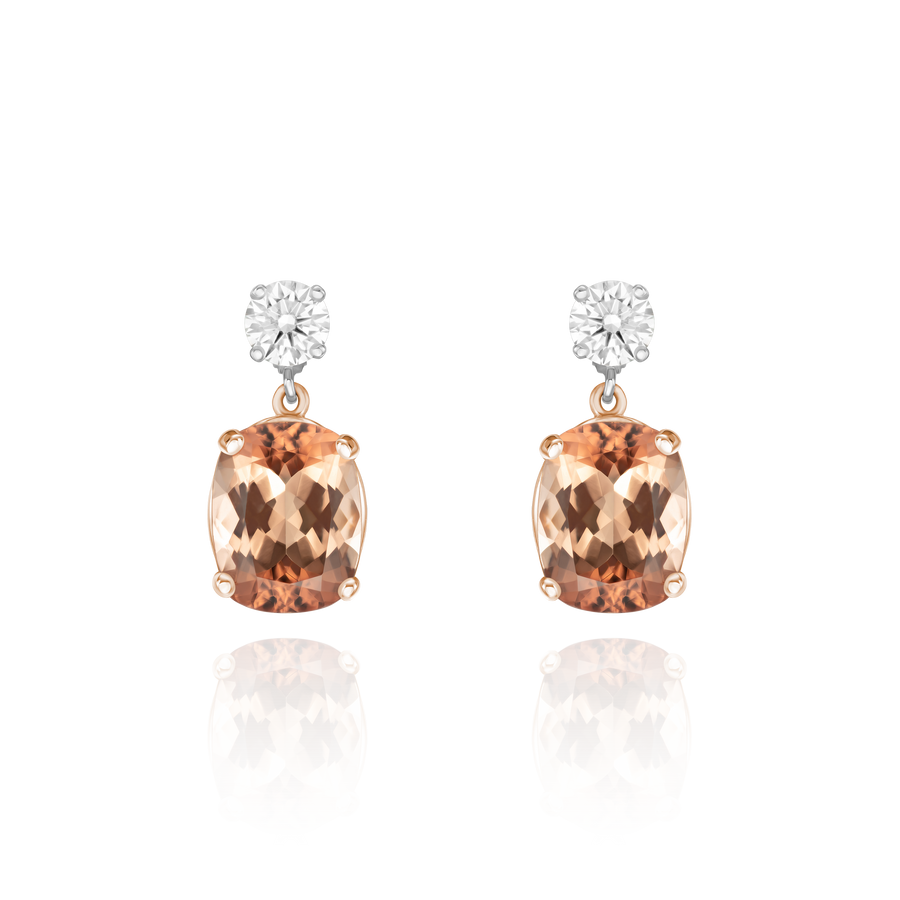 3.97cts Amber Tourmaline and Diamond Drop Earrings