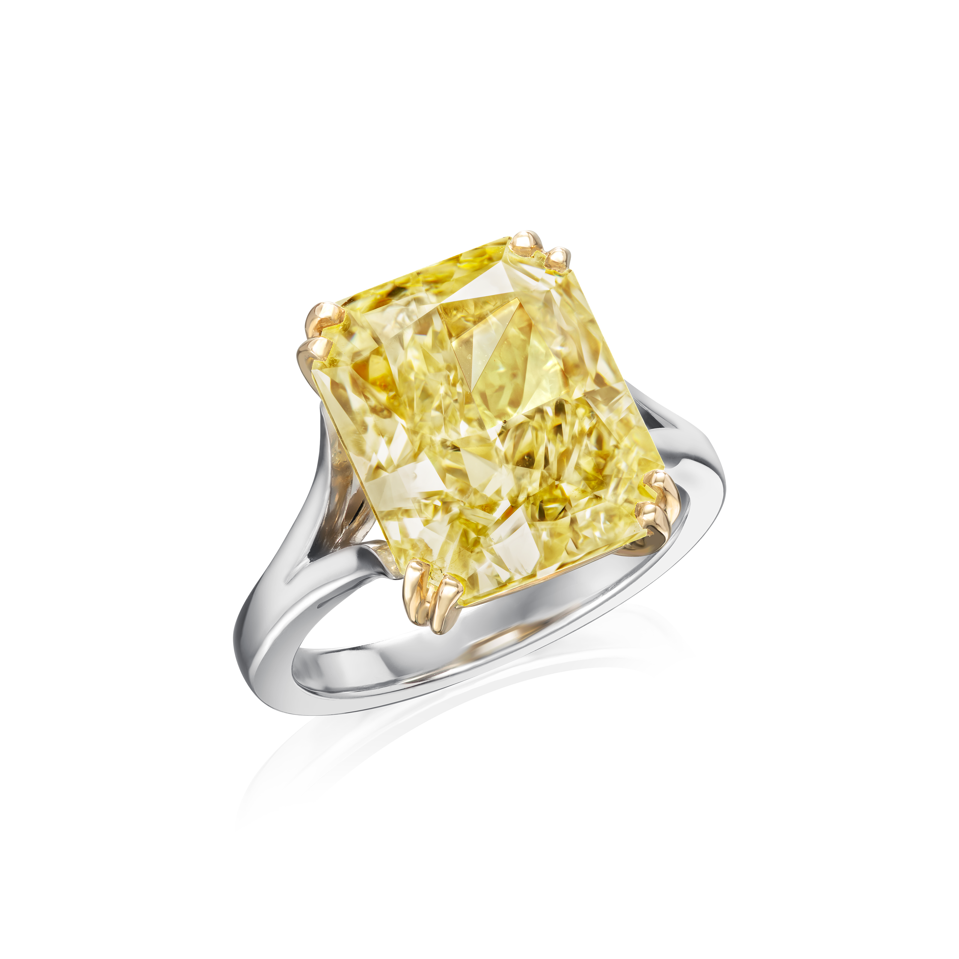 8.30ct Radiant Cut Yellow Diamond Engagement Ring