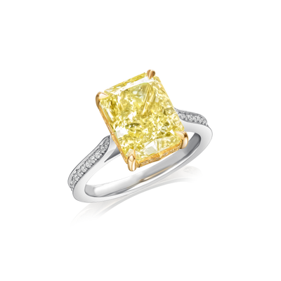 5.30cts Radiant Cut Yellow Diamond Solitaire Engagement Ring