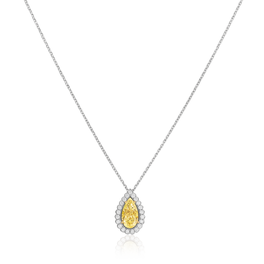 2.01cts Yellow and White Diamond Cluster Pendant