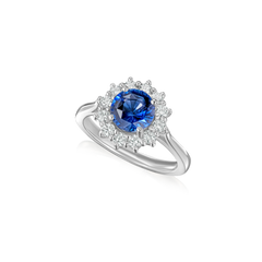 2.03cts Sapphire and Diamond Cluster Platinum Ring