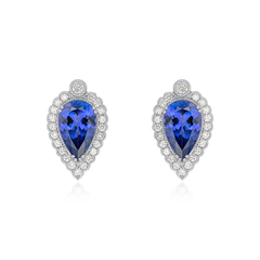 9.09cts Tanzanite and Diamond Cluster Earrings