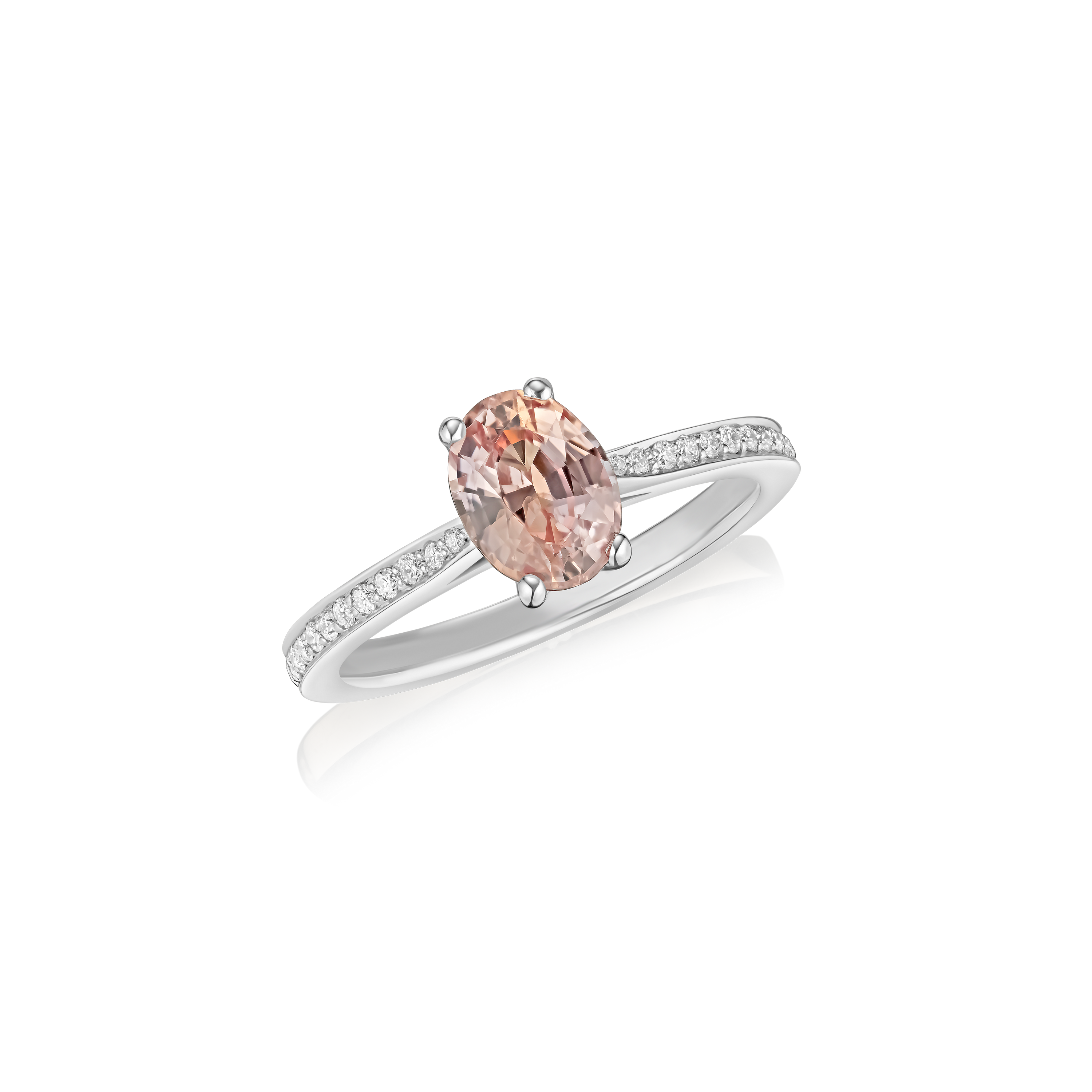 Orange Sapphire Ring with Diamond-Set Shoulders