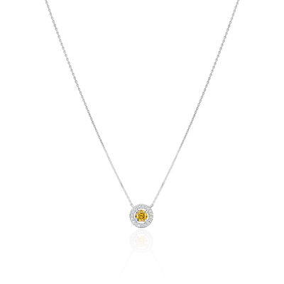 0.32cts Yellow and White Diamond Cluster Pendant
