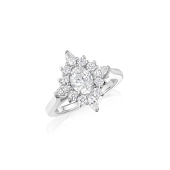 0.70cts Oval Cut Diamond Cluster Platinum Ring
