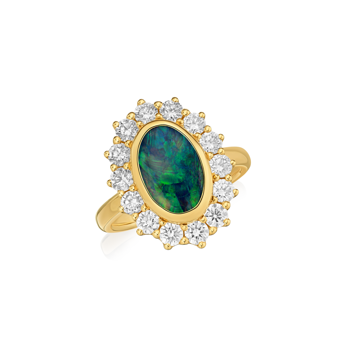 1.65cts Opal and Diamond Cluster Ring