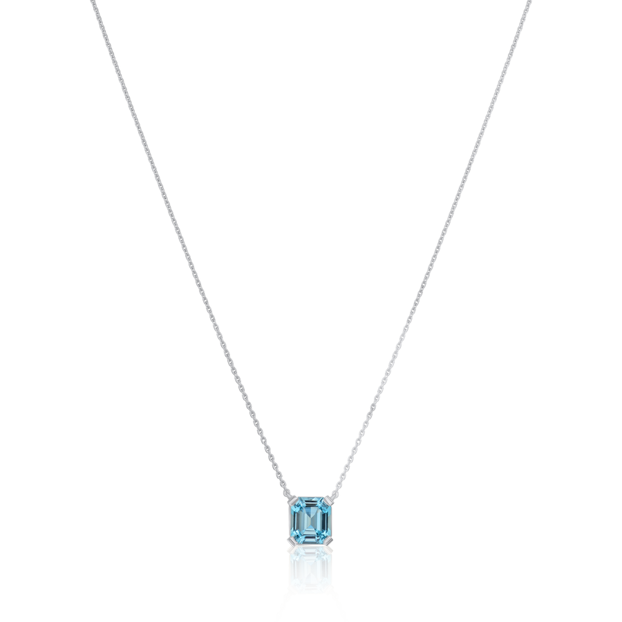 1.58cts Octagon Aquamarine Single Stone Pendant