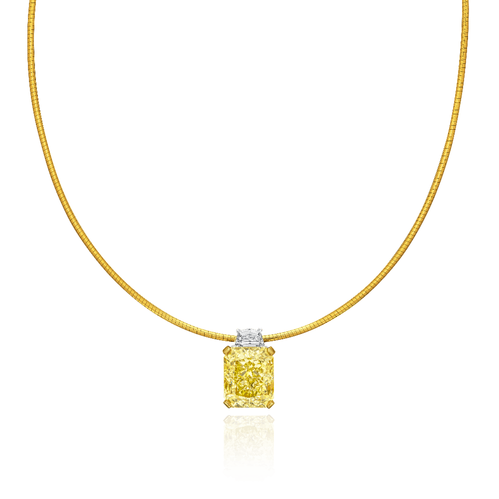 Fancy Yellow Radiant Cut Diamond Pendant