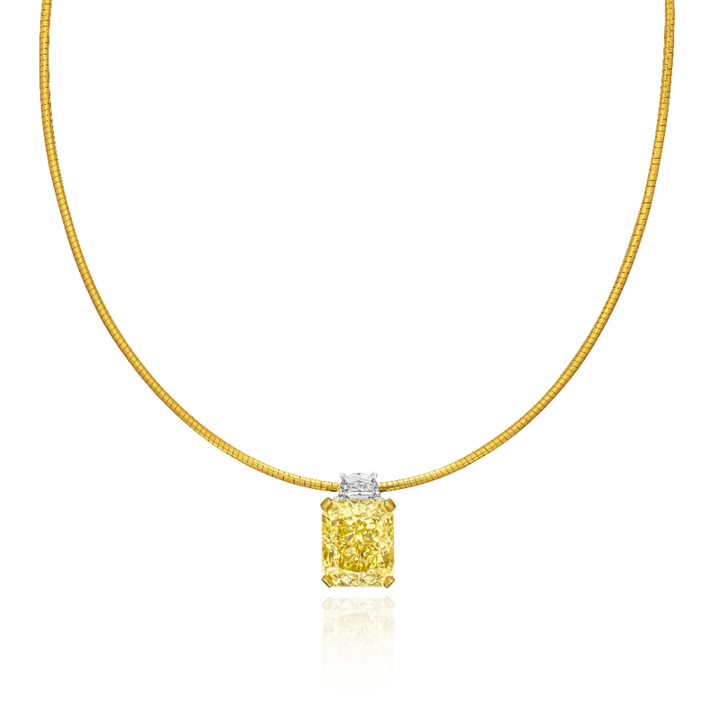 Fancy Yellow Radiant Cut Diamond Pendant