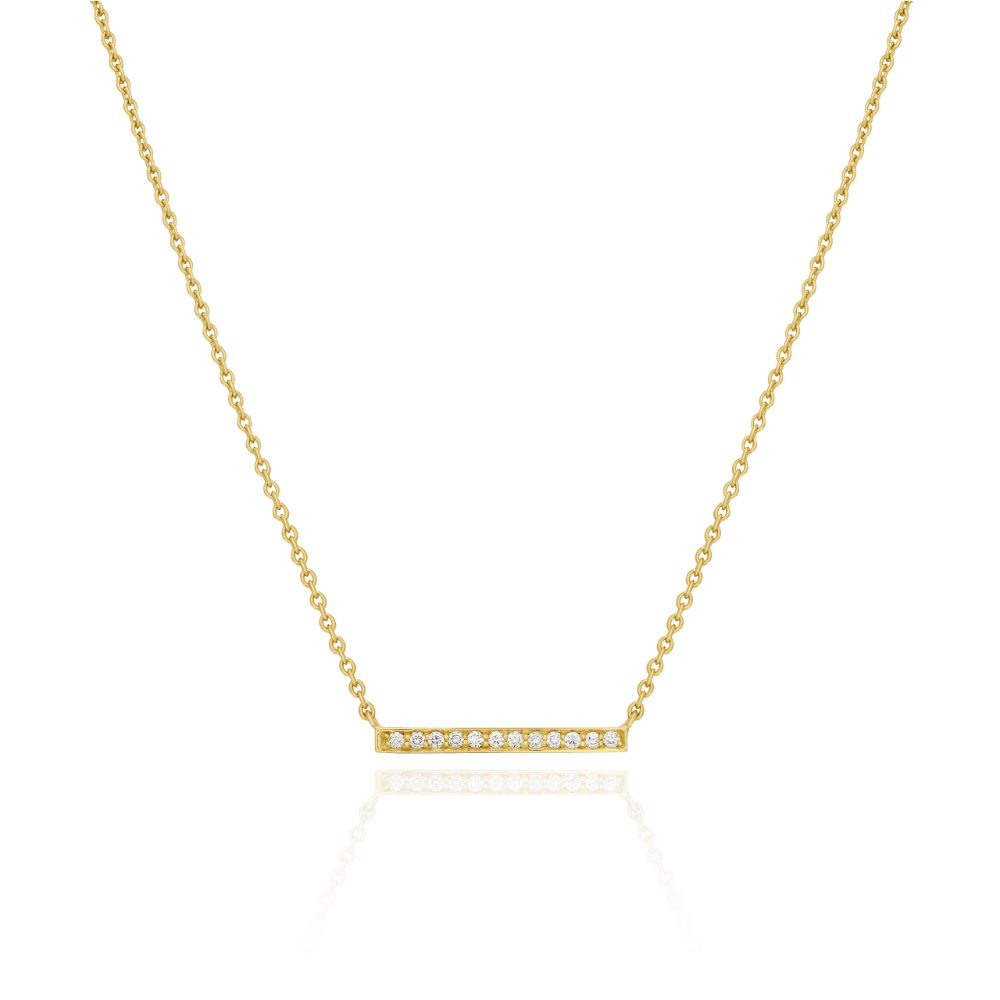 Skyline Diamond-Set Horizontal 18ct Yellow Gold Pendant