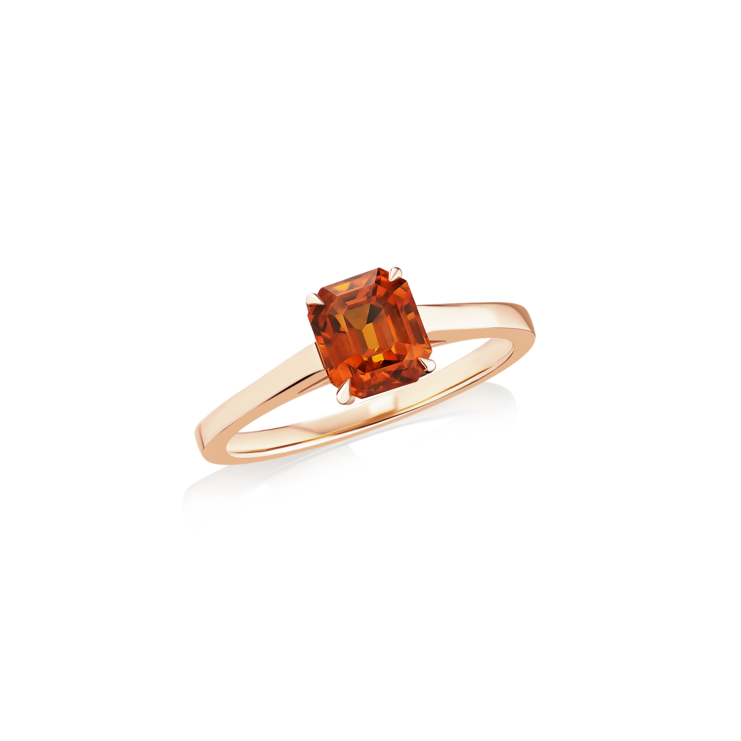 1.75cts 18ct Rose Gold Octagon Orange Sapphire Ring